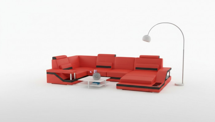 Woonlandschap bank hoek hoekbank set textiel stof leer bankstellen bank met USB