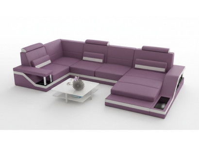 Woonlandschap bank met USB-bekleding hoekbank set textiel stof lederen banken
