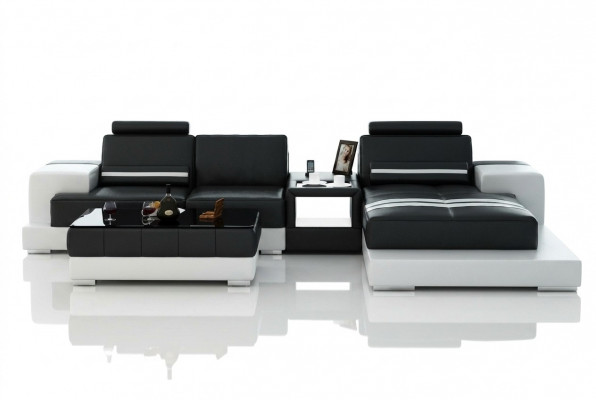 Leren hoekbank met USB, design zitsuite, woongebied 2725B  Leerhoekbank met USB, design zithoek, woongebied 2725B