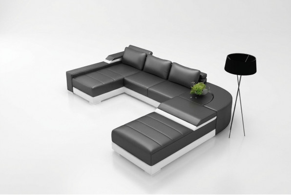 Hoekbank hoekbank met USB-bekleding lederen set woonlandschap liggen Bellenberg