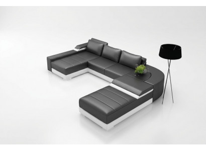 Hoekbank hoekbank met USB-bekleding lederen set woonlandschap liggen Bellenberg