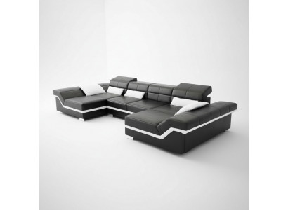 xxl leren bank met USB-hoekbank woonlandschap Big Couch leren meubels bekleding Nieuw  xxl leren bank met USB-hoekbank woonlandschap Big Couch leren meubels bekleding Nieuw