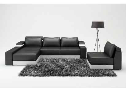 Hoekbank hoekbank met USB-bekleding lederen set woonlandschap Chaiselounge