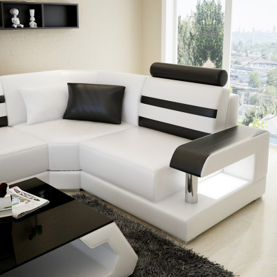 Leren bankstel met USB, hoekbank hoekbank modulair ontwerp Moderne bank L6016D