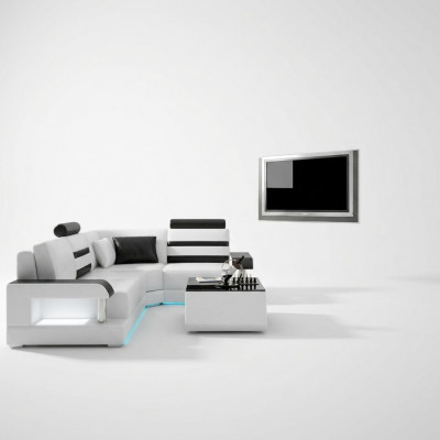 Leren bankstel met USB, hoekbank hoekbank modulair ontwerp Moderne bank L6016D