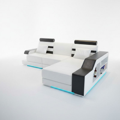 Leren bank met USB woonlandschap hoekbank hoekbankstel design modern sofa L6016E