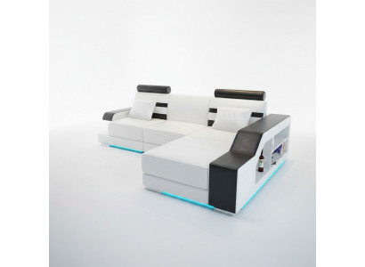 Leren bank met USB woonlandschap hoekbank hoekbankstel design modern sofa L6016E