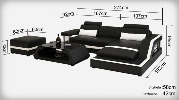 Leren bank met USB woongebied hoekbank hoek garnituur ontwerp Modern Sofa L6002E.