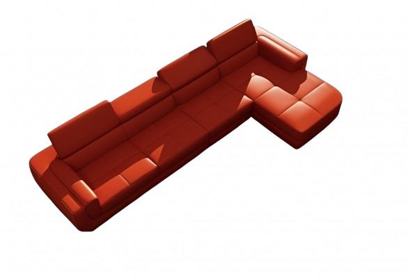 Hoekbank leren bank + USB woonlandschap L-vorm bank bekleden stoel hoek Tettau rood