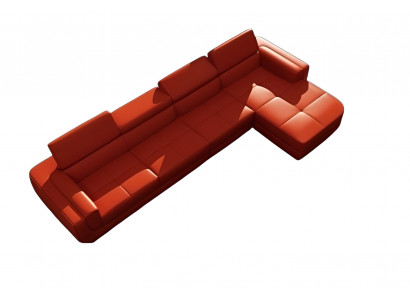 Hoekbank leren bank + USB woonlandschap L-vorm bank bekleden stoel hoek Tettau rood