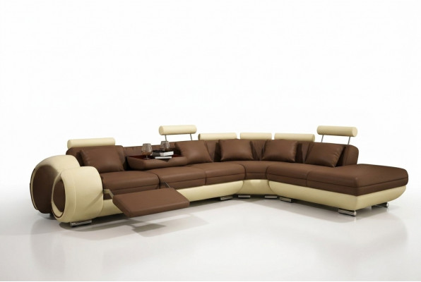 Leren bankstel met USB woonlandschap hoekbank hoekstel modern design bank A1163C