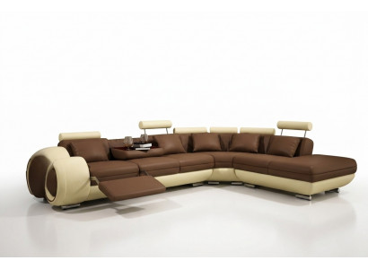 Leren bankstel met USB woonlandschap hoekbank hoekstel modern design bank A1163C