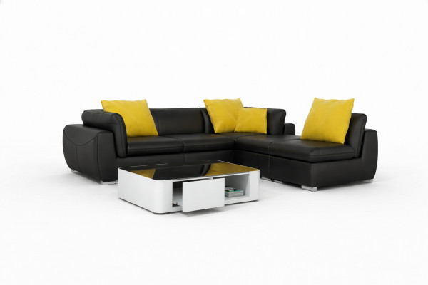 Leren bankstel met USB woongedeelte hoekbank hoekfauteuil set modern ontwerp bank F3014