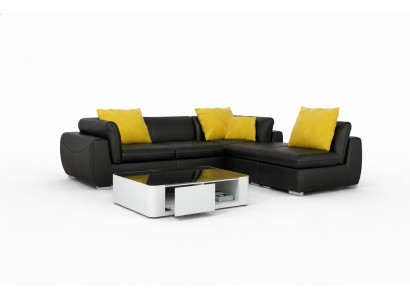 Leren bankstel met USB woongedeelte hoekbank hoekfauteuil set modern ontwerp bank F3014
