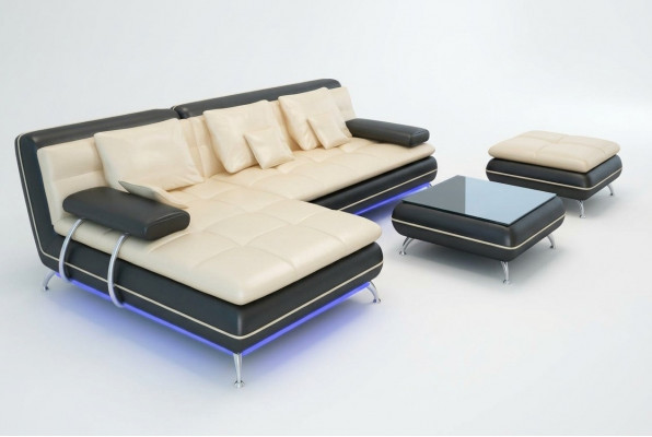 Leren bankstel met USB woonlandschap hoekbank hoekmeubelen ontwerp modern bankstel F3015.