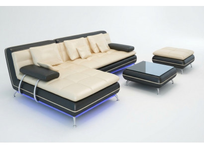 Leren bankstel met USB woonlandschap hoekbank hoekmeubelen ontwerp modern bankstel F3015.