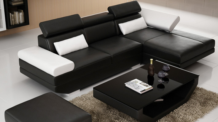 Leren hoekbank L-vorm + USB woonlandschap hoekbank set Design Modern Bank K5009D Echtleren hoekbank L-vorm + USB leeflandschap hoekbank set Design Moderne Bank K5009D