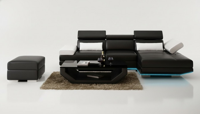 Leren hoekbank L-vorm + USB woonlandschap hoekbank set Design Modern Bank K5009D Echtleren hoekbank L-vorm + USB leeflandschap hoekbank set Design Moderne Bank K5009D