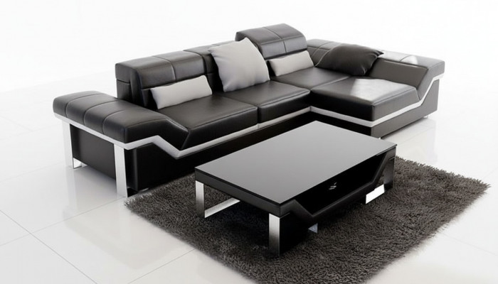Ledersofa Bank met USB, woonlandschap hoekbank stel Modern design bank K5007F