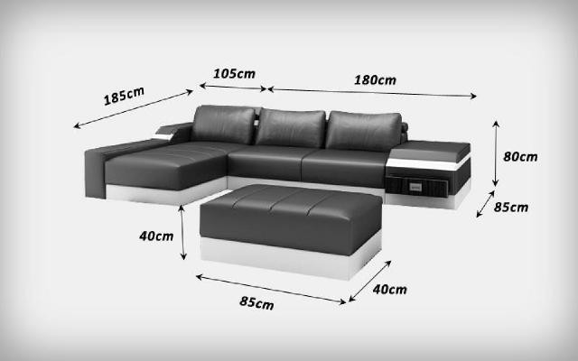 Hoekbank + USB-hoekbank Bank Bank bekleding Leren waarnemend loungebank.