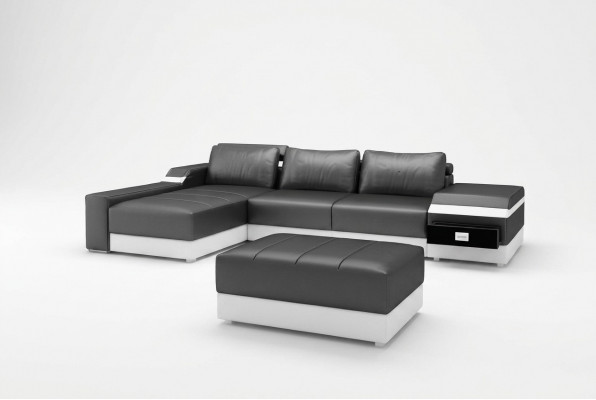 Hoekbank + USB-hoekbank Bank Bank bekleding Leren waarnemend loungebank.