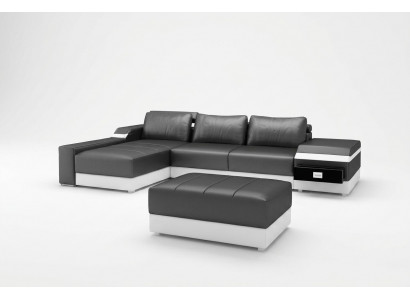 Hoekbank + USB-hoekbank Bank Bank bekleding Leren waarnemend loungebank.