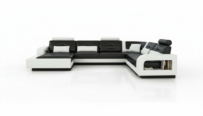 Leren bankstel met USB leren bank bankstel woonlandschap hoekbank hoekbank H2209