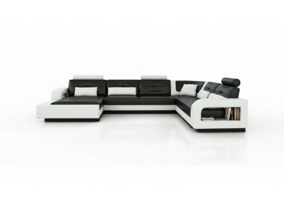 Leren bankstel met USB leren bank bankstel woonlandschap hoekbank hoekbank H2209