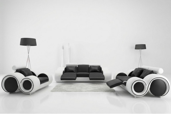 Leren bank met USB woonlandschap 3+2+1 zits bankstel Design Modern Sofa A1163D