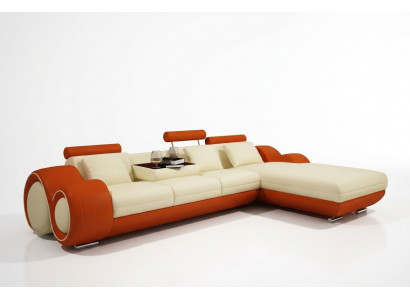 Leren bank met USB woonlandschap hoekbank hoekmeubilair design moderne bankstel A1163E
