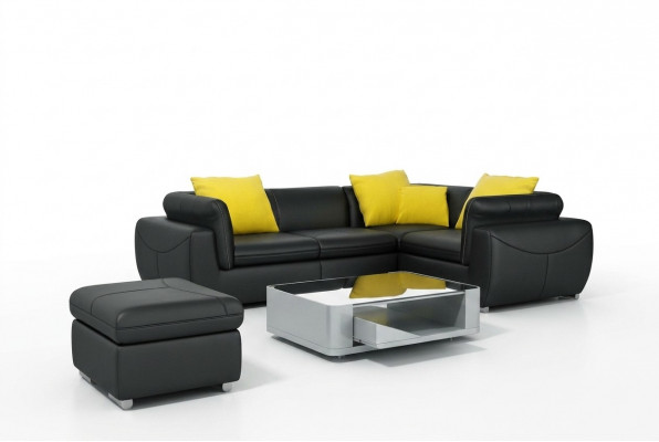 Leren bankstel met USB woonlandschap hoekbank hoekcombinatie design modern bankstel F3014C.