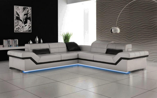 Leren bankstel XXL woonkamerbank ontwerp bankstel met USB hoekbank bankstel wit