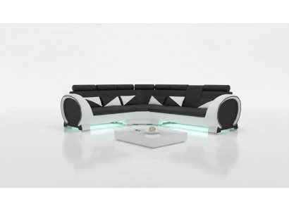 Hoekbank met USB leren bankstel leren hoekbank designbank van leer "VIGO"
