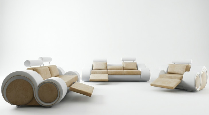 ONTWERPER BANK + USB-BANKSTEL 3/2/1 ZITTER RELAXBANK BEKLEDINGSTOFFEN.TEXTIEL