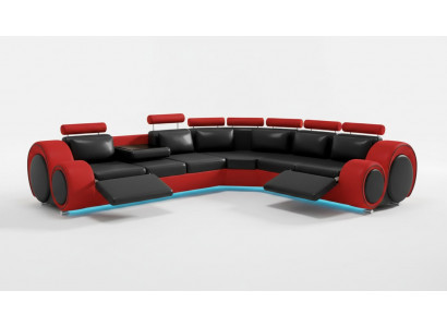 Leren bank met USB design bank leren bank woonlandschap hoekbank "BERLIJN"