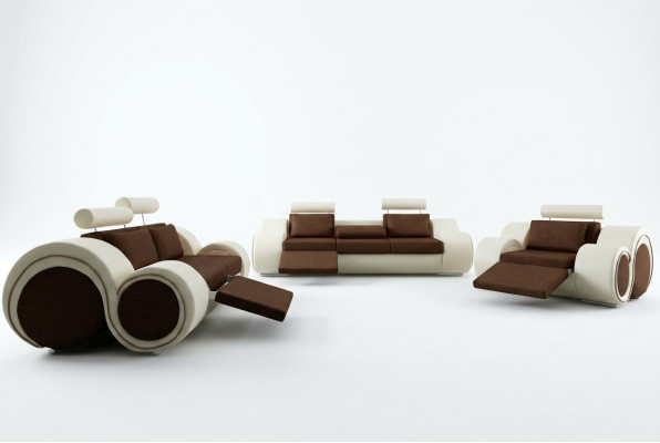 Designer bankstel 3+2+1 met USB-bekleding Bankstels Bruin bankstel set