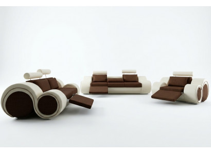 Designer bankstel 3+2+1 met USB-bekleding Bankstels Bruin bankstel set