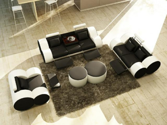 Leren bankstel 3+2+1 zits met USB Relax bank Bankstel Woonkamerset MADRID