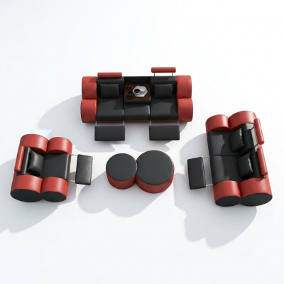 Leren bankstel 3+2+1 zits met USB Relax bank Bankstel Woonkamerset MADRID