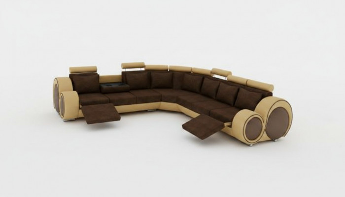 TEXTIELEN BANK + USB, DESIGNBANK HOEKSOFA WOONLANDSCHAP HOEK NIEUWE BEKLEDING LEDER