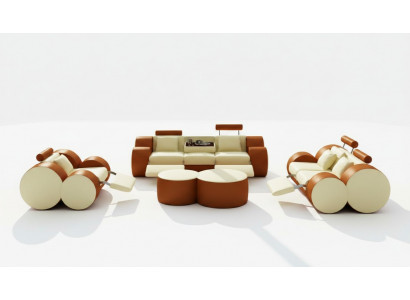 Leren bankstel 3+2+1 met USB Relax Bankstel Bankstel Bankstel Polstergarnituur