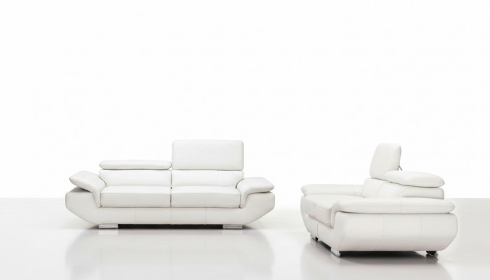 Sofaset met USB-bekleding, bank, lederen zitgroep 3+2 zits Weilrod "wit"