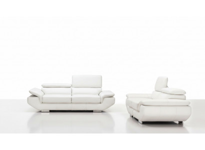 Sofaset met USB-bekleding, bank, lederen zitgroep 3+2 zits Weilrod "wit"