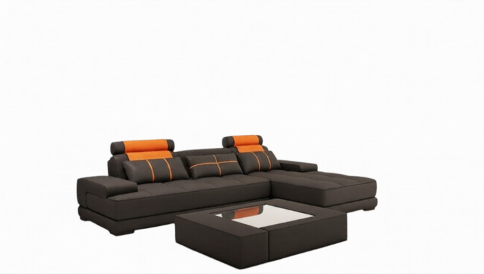 Leren hoekbank met USB-bekleding, hoekdesignbanken, banken in Parijs S / O