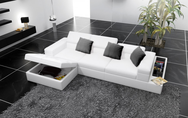 Leren bankstel Bankstel met USB Woonlandschap Hoekbank Combinatie Ontwerp Modern K5006D