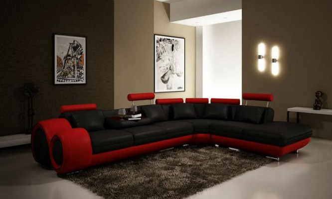 LEDER BANKSTEL USB SET SOFA WOONLANDSCHAP ZWART/WIT Maatwerk