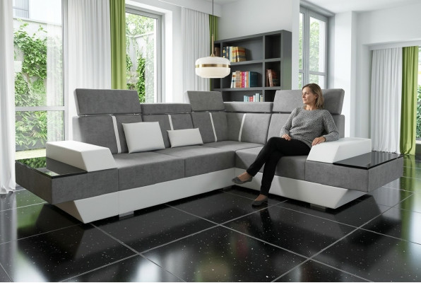 Ontwerper hoekbank woonlandschap bank met USB bank stof textiel leer Gepatenteerd