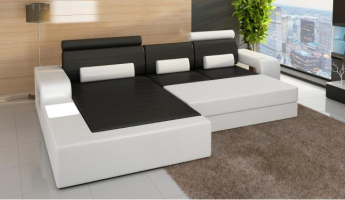 LEDER HOEKBANKSTEL met USB, LEDEREN BANK OP MAAT SOFA GARNITUUR HOEKSOFA