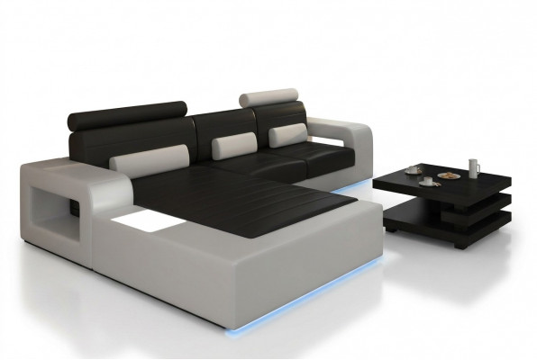 LEDER HOEKBANKSTEL met USB, LEDEREN BANK OP MAAT SOFA GARNITUUR HOEKSOFA