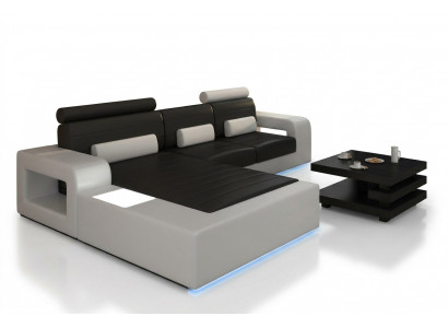 LEDER HOEKBANKSTEL met USB, LEDEREN BANK OP MAAT SOFA GARNITUUR HOEKSOFA